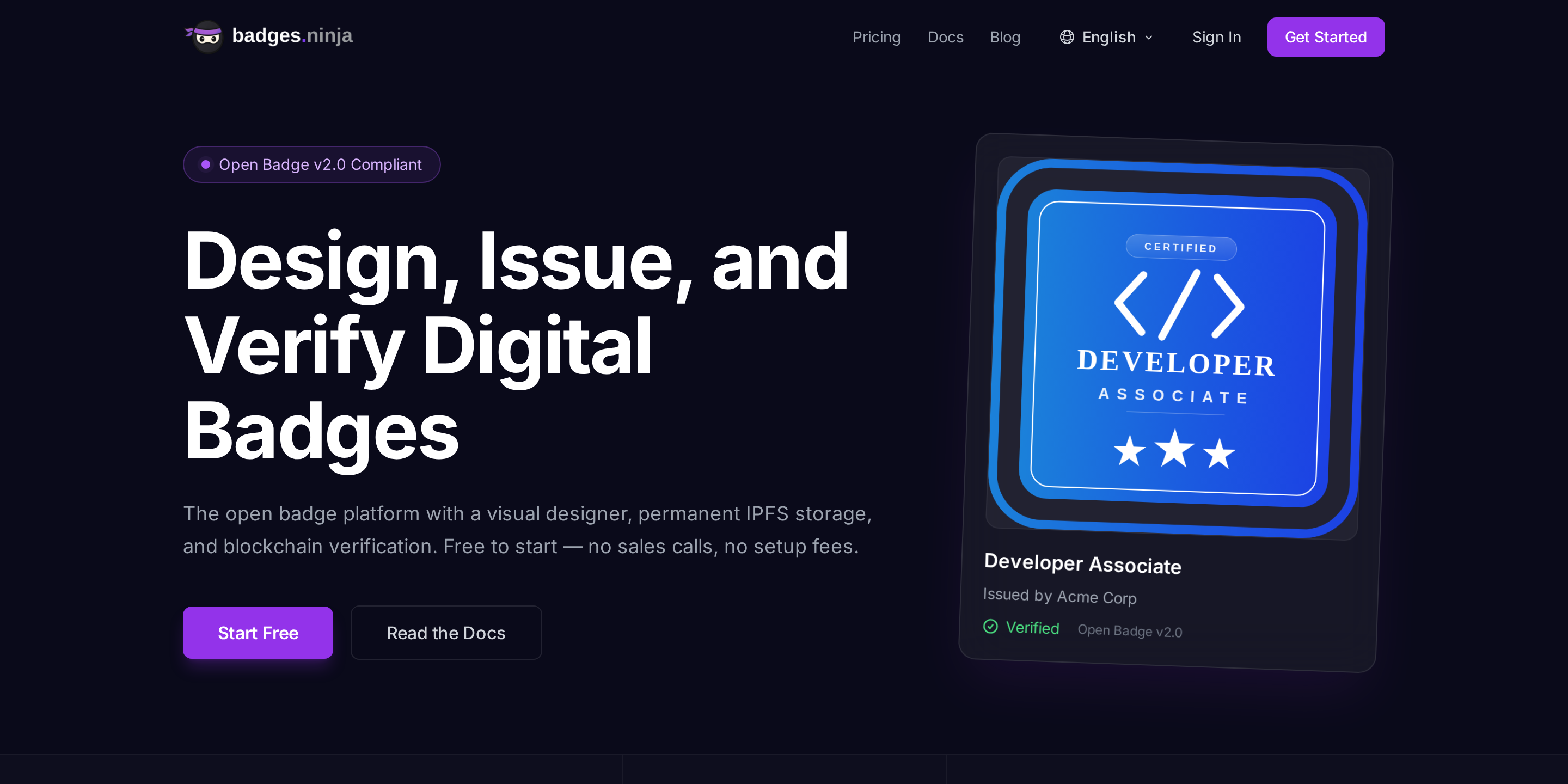 Badges.ninja — digital badges with blockchain verification