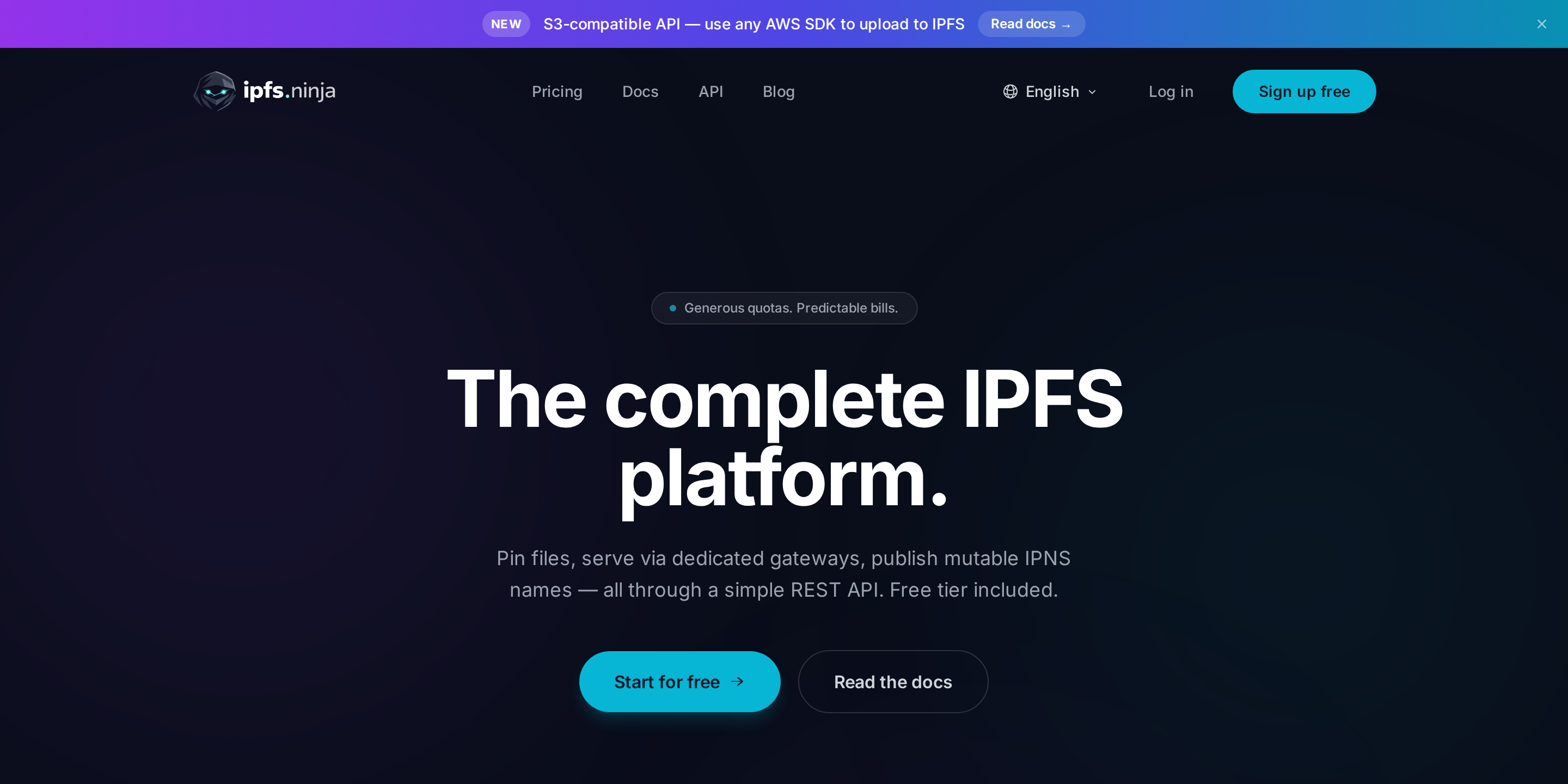 IPFS.ninja — simple IPFS pinning service, upload API, and dedicated gateways
