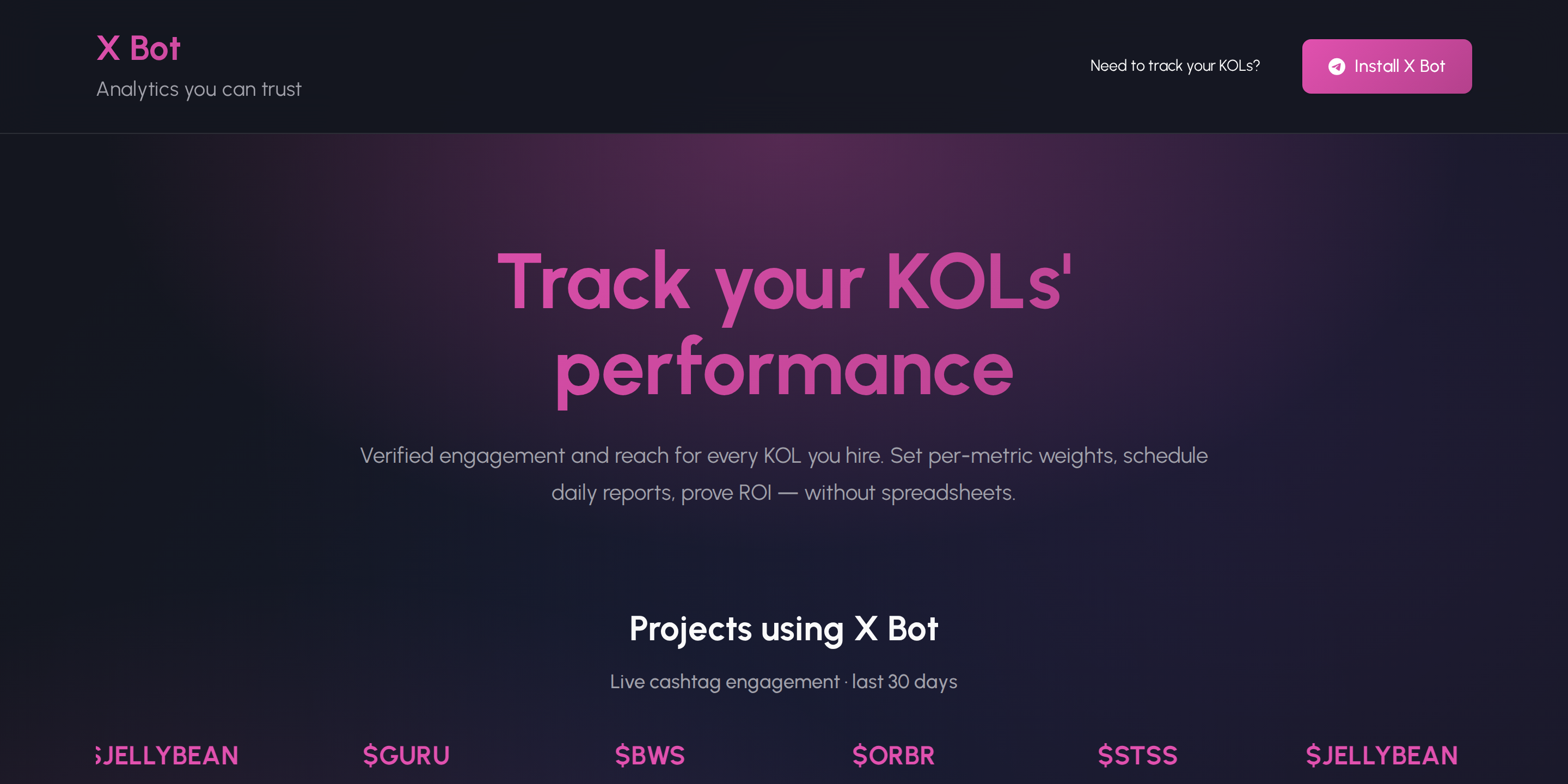Telegram XBot — track KOL performance and prove ROI on X (Twitter)