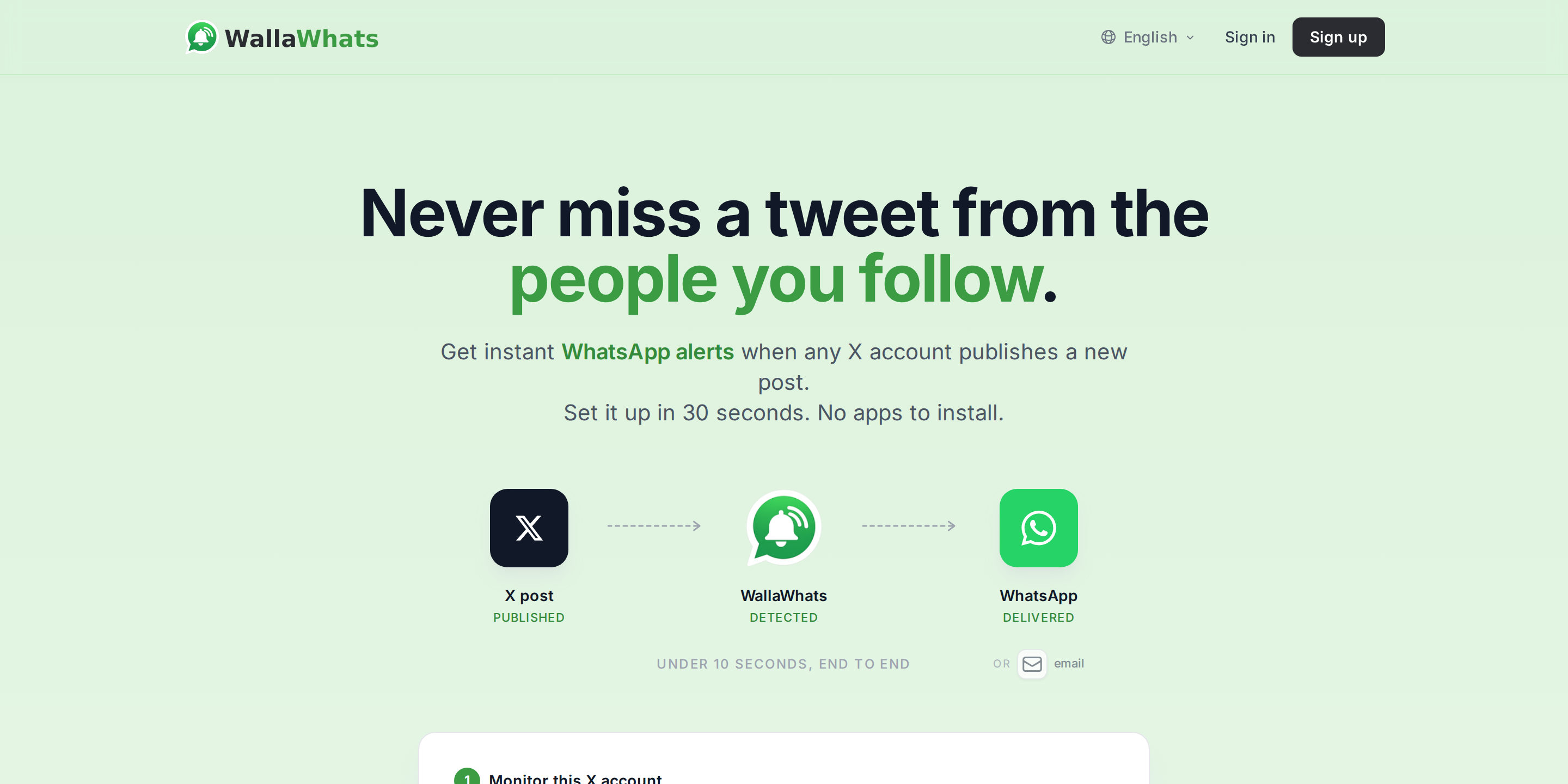 WallaWhats — real-time WhatsApp alerts for X/Twitter posts